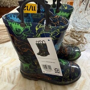 Kids Dinosaur Rain Boots - Blue and Green
